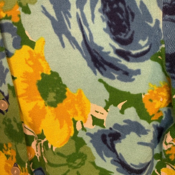 Lands’ End Classic Floral Garden Party Cottagecore Cotton Cardigan – XS (2–4) - Picture 4 of 7